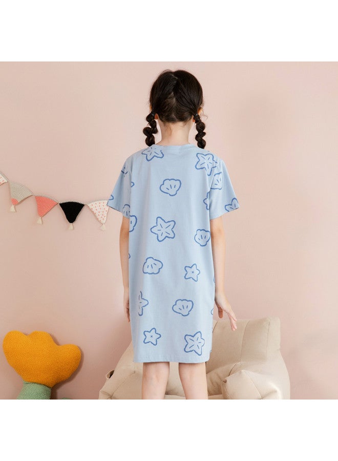 Fenton mid-to-large Kids' Summer Comfort Round Neck Cute Girls' Homewear Children's Nightdress - Image 5