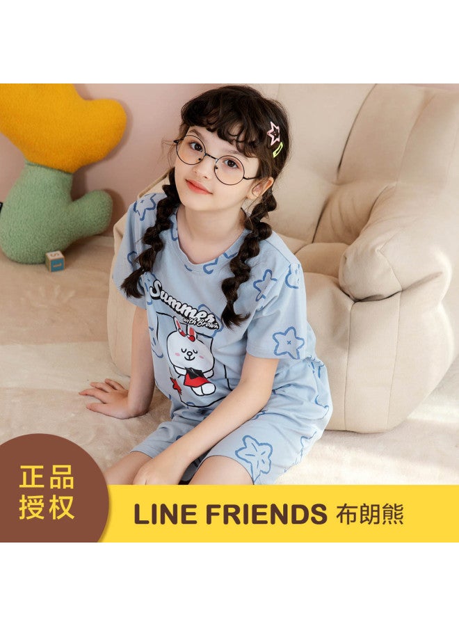 Fenton mid-to-large Kids' Summer Comfort Round Neck Cute Girls' Homewear Children's Nightdress - Image 3