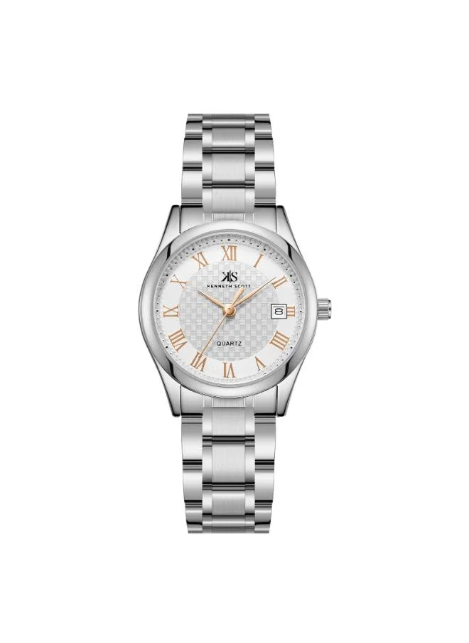 KENNETH SCOTT Women's Analog Display Watch With Silver Stainless Steel Strap - K25504-SBSWK