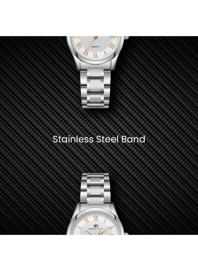 كينيث سكوت ساعة كينيث سكوت نسائية، مينا تناظري وسوار ستانلس ستيل، فضي - Image 5