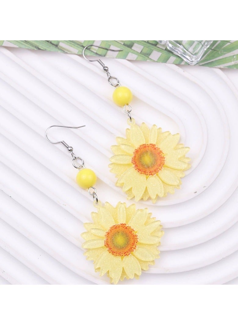 Goolsky Yellow Daisy Earrings – Cute Floral Studs for Women & Girls, Spring Summer Korean Aesthetic Jewelry