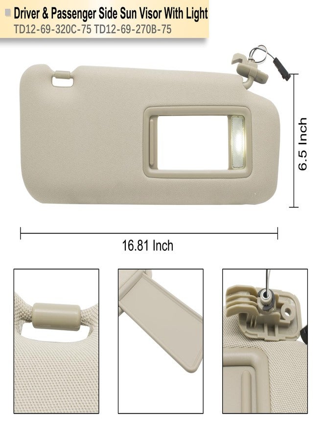 NHILES Left Driver & Right Passenger Sun Visor Compatible with Mazda CX-9 2010-2015 Sun Visor Replacement Number TD11-69-320C-75 TD12-69-320C-75 TD11-69-270B-75 TD12-69-270B-75 Color:Beige - Image 4