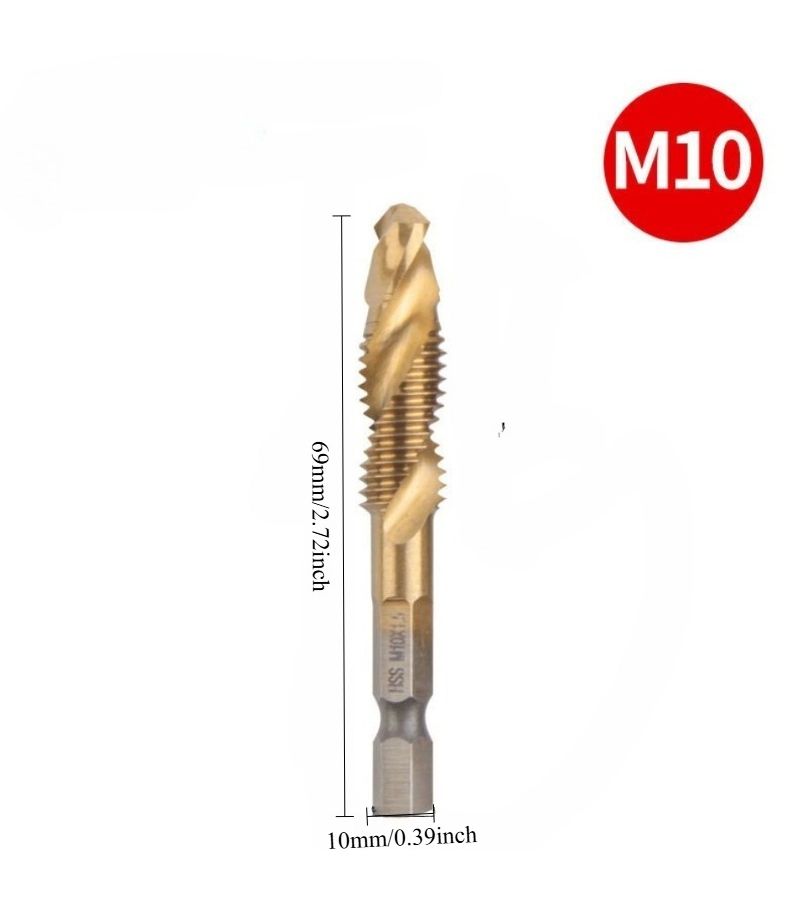 CNC HSS Screw Thread Metric Tap Drill Bits M3 Golden Hand Tools 1pc - Image 3