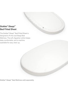 STOKKE Sleepi Fitted Sheet V3 Soft Sheets For Sweet Dreams Made For Sleepi Baby Bed 100% Fine Cotton Percale Washable - White  - Image 5