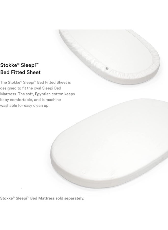 STOKKE - Sleepi Fitted Sheet V3 Soft Sheets For Sweet Dreams Made For Sleepi Baby Bed 100% Fine Cotton Percale Washable - White - Image 1