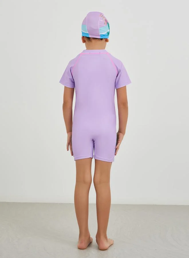 Styli Styli Graphic Print Swimsuit with Cap