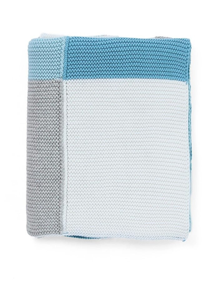 Pluchi Transfer Knit Cotton Knitted Ac Blanket for Baby/Infant/New Born for Use in All Seasons (80x100 cm) (Baby Blue) - Image 2