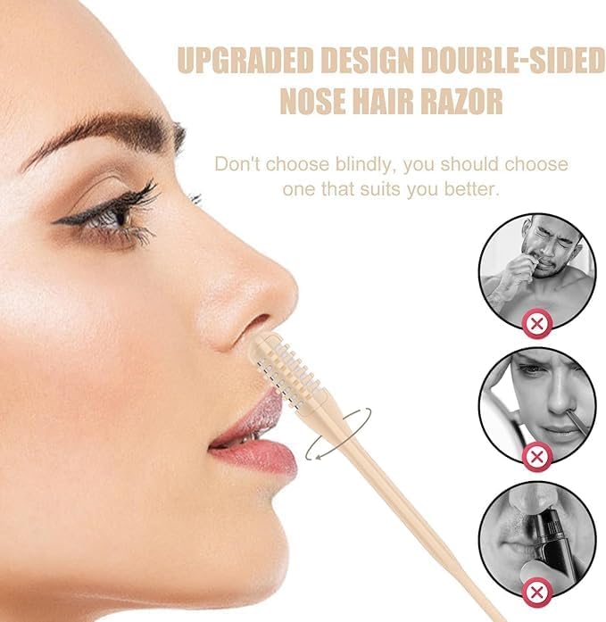Manual Nose Trimmer for Man Painless Nose Hair Trimmer Manual NoseHair Remover 360-degree Rotating Double Head Ear Cleaner and Nose Hair Cutter Nose Trimmer Not Electric - 2 pcs - Image 4