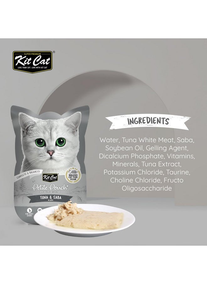 Kit Cat Petite Pouch Complete & Balanced Wet Cat Food - Tuna & Saba In Aspic 70G Pack Of 24  - Image 5
