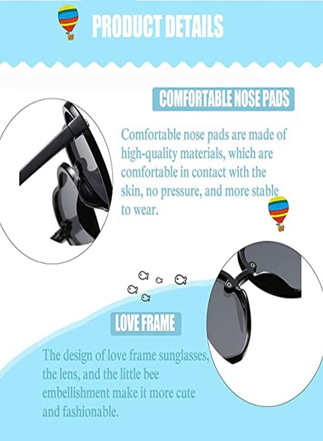 Heart-Shaped Sunglasses for Kids Stylish Bee Frame for Toddlers Ages 2-10 UV400 Protection, Colorful Gradient Lens Jelly Frame Sunglasses - Image 3