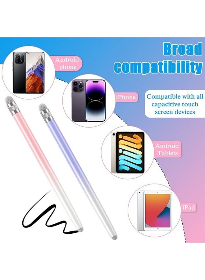 2PCS Stylus Pens For Touch Screens, Pen iPhone/iPad/Tablet Android/Microsoft Surface, Compatible With All Screens(White Pink/White Purple) - Image 4