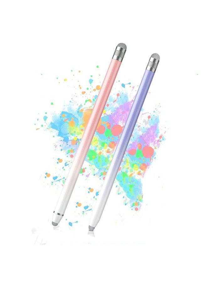 2PCS Stylus Pens For Touch Screens, Pen iPhone/iPad/Tablet Android/Microsoft Surface, Compatible With All Screens(White Pink/White Purple) - Image 2