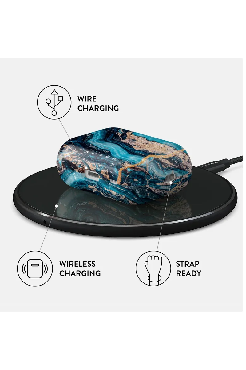 BURGA Burga AirPods Pro 2 Case – Blue Marble Design – Durable Hard Shell – Mystic Blue