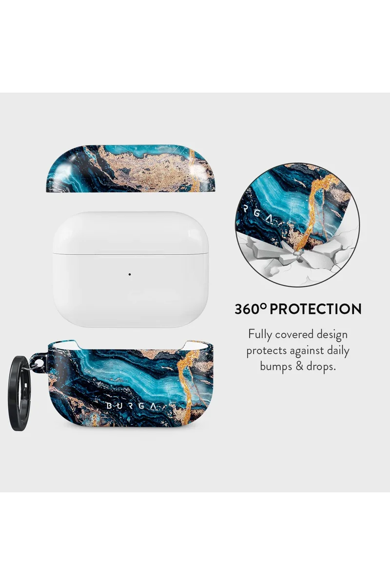 BURGA Burga AirPods Pro 2 Case – Blue Marble Design – Durable Hard Shell – Mystic Blue