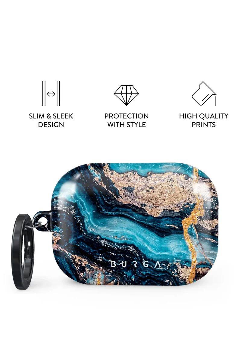 BURGA Burga AirPods Pro 2 Case – Blue Marble Design – Durable Hard Shell – Mystic Blue