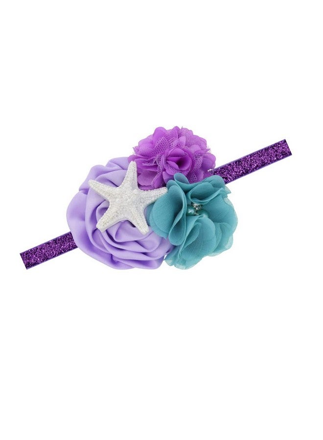 BBTDIN Starfish Flower Headbands Baby Mermaid Flower Hairband Baby Mermaid Head Piece Bbg50 (Purple Band) - Image 1