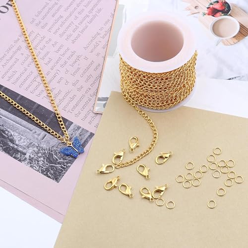 Tdas Chain for Jewellery Making Craft and DIY Purpose Necklace Extenders, Chain Extenders for Necklaces Stainless Steel Gold Silver Bracelet Anklet Extension Chains (Silver - 35 feet) - Image 5