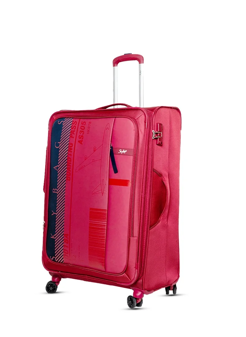 Skybags Airway Pro Expandable Soft Body Luggage Set with Smooth Dual Wheels Trolley Bags, Polyester Material, TSA Lock, Cabin| Large- Red
