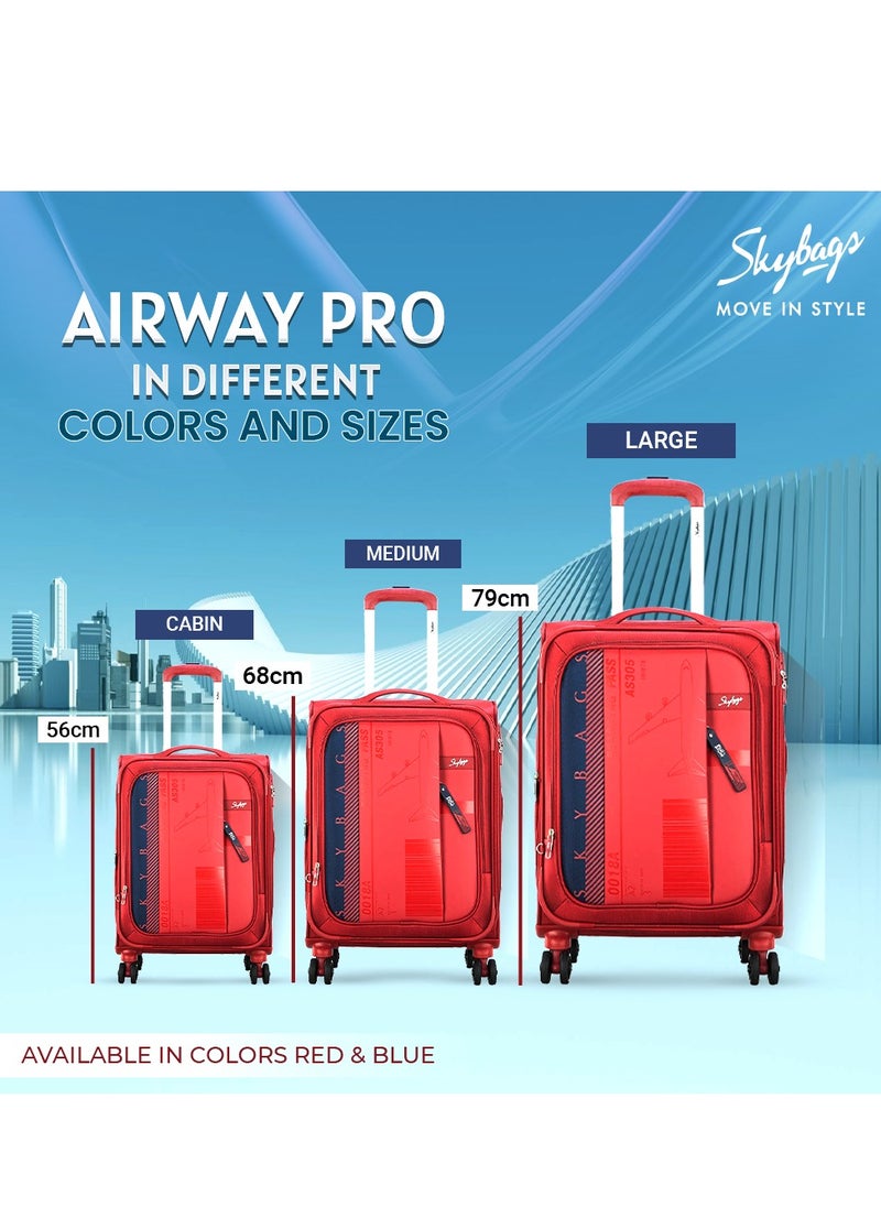 Skybags - Airway Pro Expandable Soft Body Luggage Set with Smooth Dual Wheels Trolley Bags, Polyester Material, TSA Lock, Cabin| Large- Red - Image 1