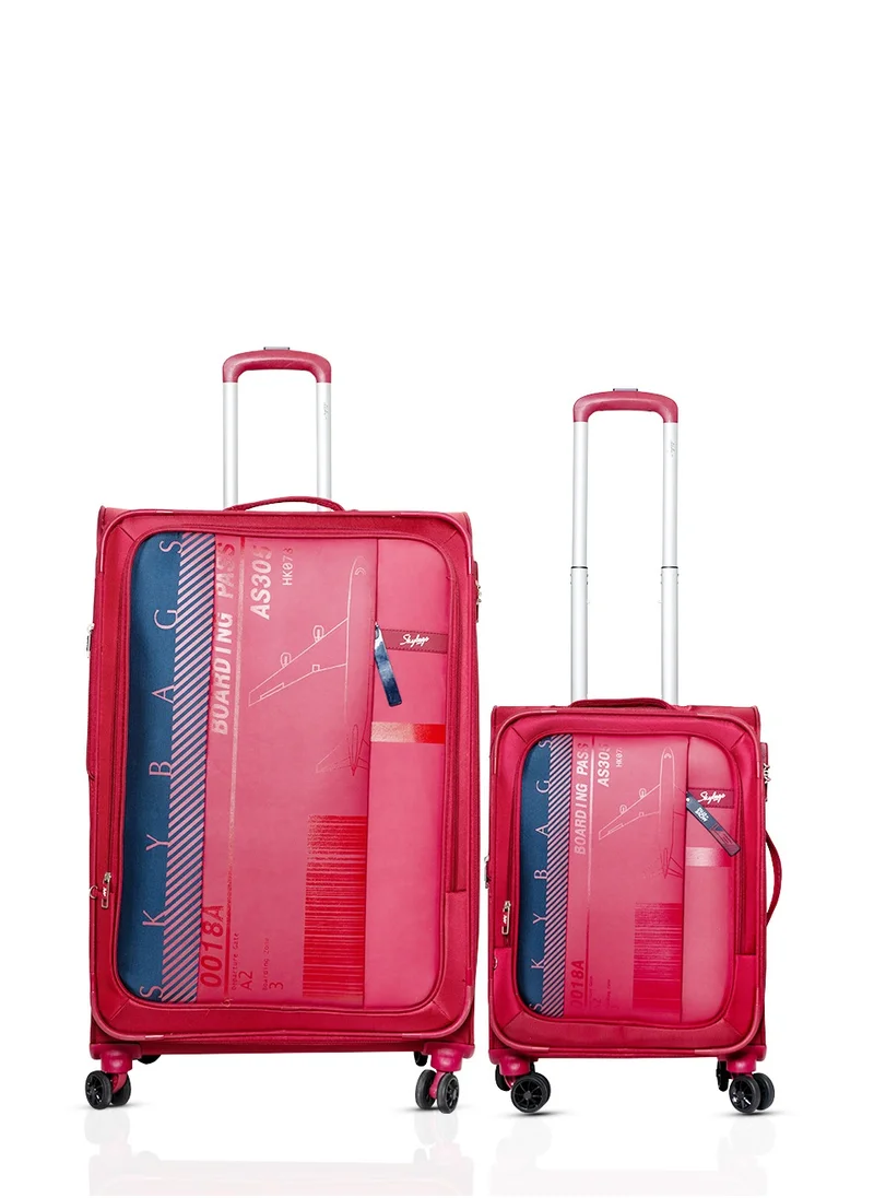 Skybags Airway Pro Expandable Soft Body Luggage Set with Smooth Dual Wheels Trolley Bags, Polyester Material, TSA Lock, Cabin| Large- Red