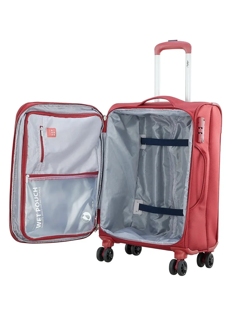 Skybags Airway Pro Expandable Soft Body Luggage Set with Smooth Dual Wheels Trolley Bags, Polyester Material, TSA Lock, Cabin| Large- Red