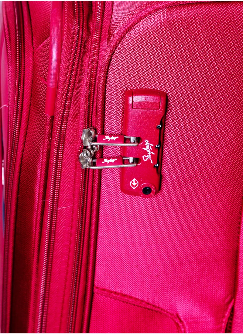 Skybags - Airway Pro Expandable Soft Body Luggage Set with Smooth Dual Wheels Trolley Bags, Polyester Material, TSA Lock, Cabin| Large- Red - Image 1