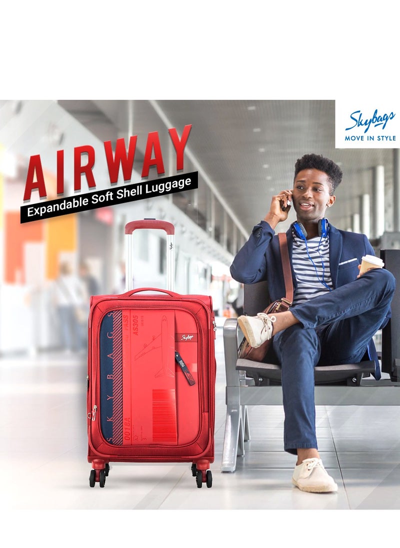 Skybags - Airway Pro Expandable Soft Body Luggage Set with Smooth Dual Wheels Trolley Bags, Polyester Material, TSA Lock, Cabin| Large- Red - Image 1