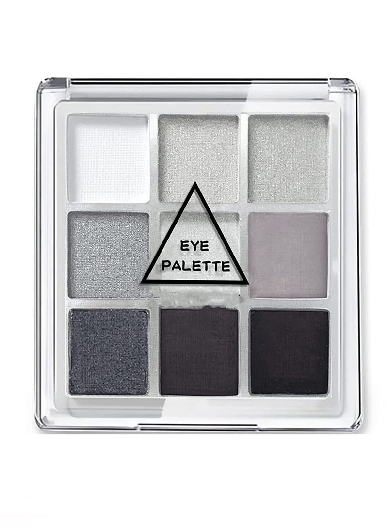 Generic 9 Color Smokey Eyeshadow Palette Cool Toned Matte and Glitter Waterproof for Women and Girls Long Lasting Black Grey Silver Shades  - Image 1