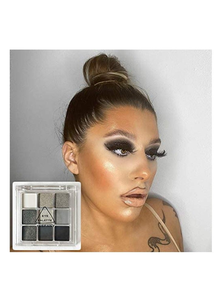 Generic 9 Color Smokey Eyeshadow Palette Cool Toned Matte and Glitter Waterproof for Women and Girls Long Lasting Black Grey Silver Shades  - Image 4