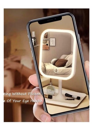 مرآة مكياج بإضاءة LED، مرآة تجميل مزودة بضوء، 3 أوضاع للإضاءة، تحكم باللمس، حامل محمول وقابل للطي، مرآة مكياج مضيئة للسفر، مرآة تجميل وزينة مزودة بضوء، بطارية قابلة لإعادة الشحن (14500/320mAh)، مرآة مكياج LED محمولة. - view 4