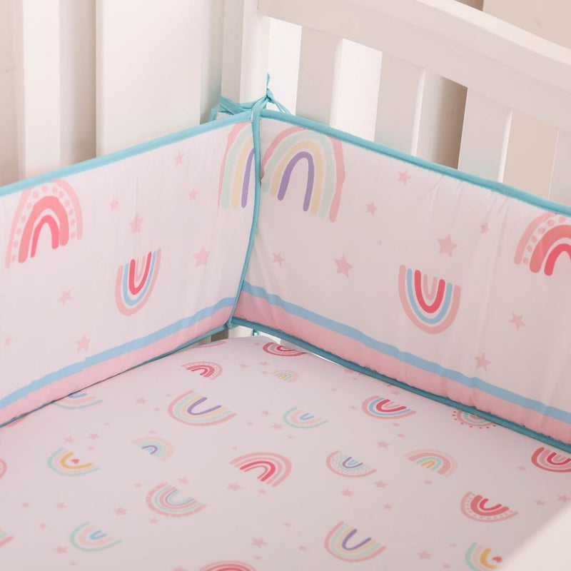 Crib Liner Four Sided Cute Printed Soft Breathable Crib Bumpers Pads for Newborn Toddler Style 2 - Image 4