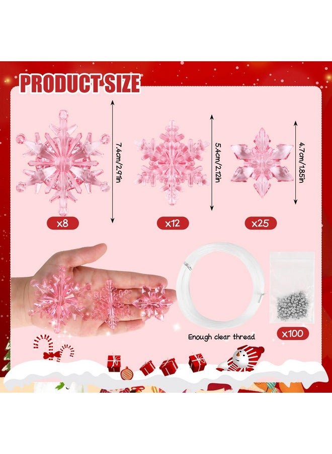 DIYASY 45 Pcs Crystal Snowflake Ornaments, Pink Acrylic Snowflake Glass Decorations for Christmas Tree Plastic Pendant Ornament Holiday Home Décor - pzsku/Z20A1A0BC443EF406B0DFZ/45/_/1740982668/55b8da13-ea97-424b-9152-d65ca4e94337