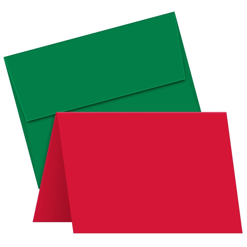 S Superfine Printing Blank Red A2 (4.25" x 5.5") Cards with Green Envelopes â€“ Great for Customized and Personalized Holiday, Christmas and New Year Greetings, Party Invitations, Thank You Cards and Announcements â€“ 25 SETS - Image 1