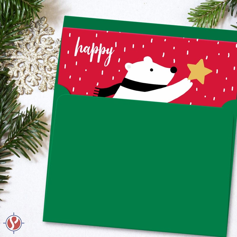 S Superfine Printing Blank Red A2 (4.25" x 5.5") Cards with Green Envelopes â€“ Great for Customized and Personalized Holiday, Christmas and New Year Greetings, Party Invitations, Thank You Cards and Announcements â€“ 25 SETS - Image 3