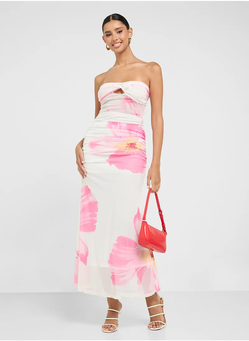 جينجر Bandeau Mesh Floral Dress