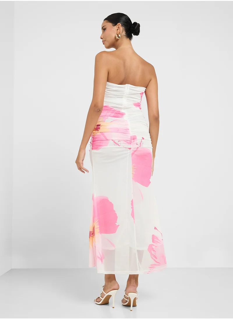 جينجر Bandeau Mesh Floral Dress