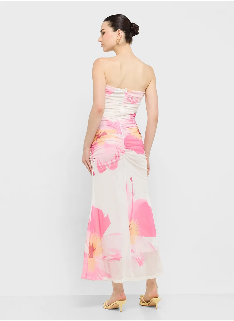 جينجر Floral Strapless Maxi Dress