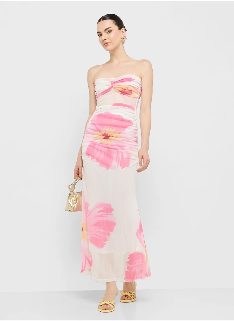 جينجر Floral Strapless Maxi Dress
