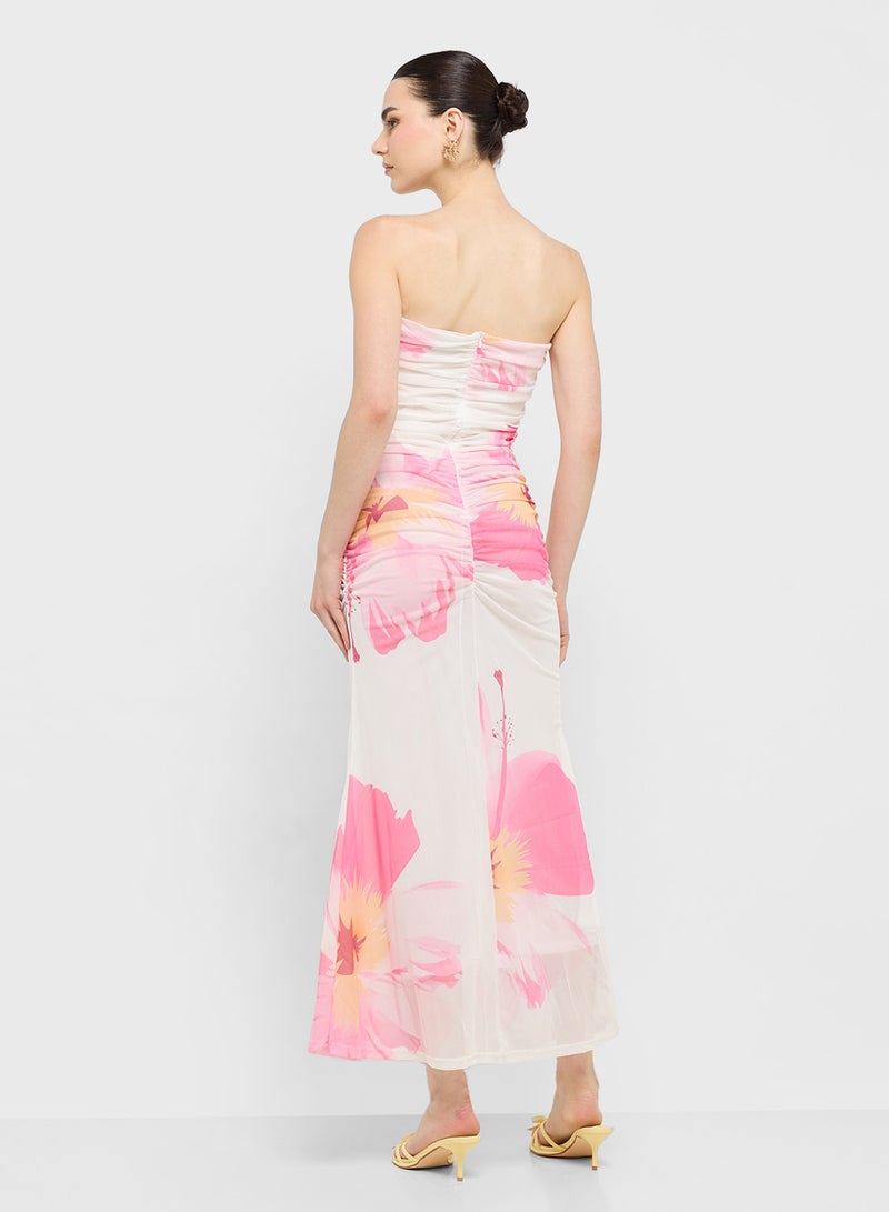 جينجر فستان ماكسي بدون حمالات بنقشة الزهور - Image 2