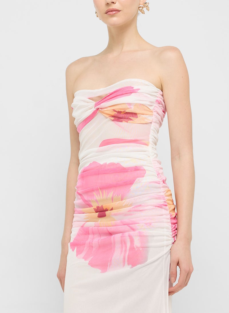 جينجر فستان ماكسي بدون حمالات بنقشة الزهور - Image 3