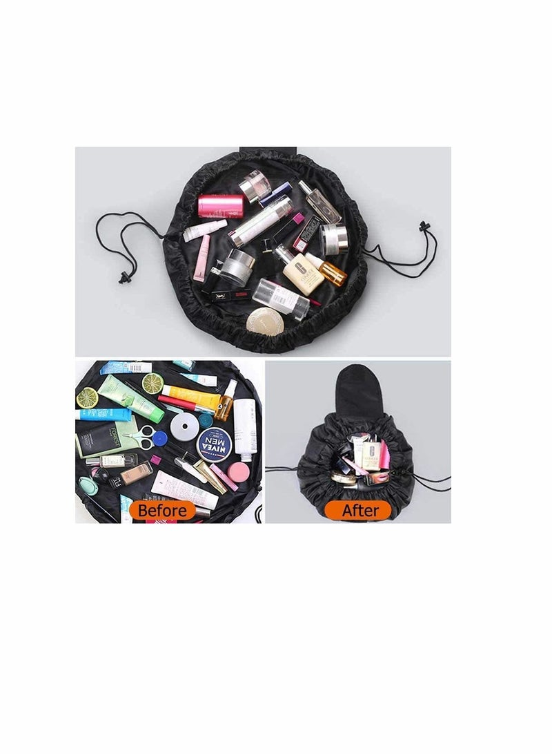 KASTWAVE Lazy Drawstring Make up Bag Portable Large Travel Cosmetic Bag Pouch Travel Makeup Pouch Storage Organiser for Women Girl  - Image 3