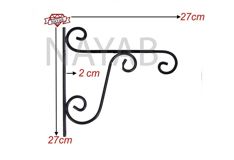 NAYAB Outdoor Decor Wall Brackets Iron L-Angle Heavy Duty Flower Pot Plant Hanging Stand Holder for Home Indoor Garden Balcony Bird Feeder Wind Chime Lanterns (Set of 2 - Ivory) - Image 2
