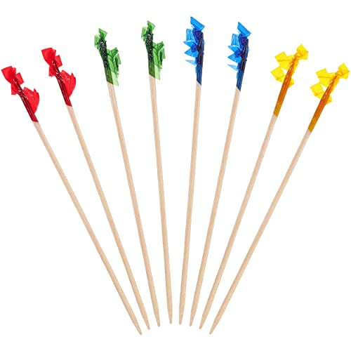 RENYIH 4 Inch Wood Frill Picks Toothpicks,1200 Pcs Cocktail Picks,Sandwiches Picks,Cocktail Party Toothpicks for Fruit,Appetizers,Club Sandwiches,Parties - Image 1