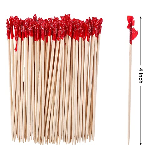 RENYIH 4 Inch Wood Frill Picks Toothpicks,1200 Pcs Cocktail Picks,Sandwiches Picks,Cocktail Party Toothpicks for Fruit,Appetizers,Club Sandwiches,Parties - Image 2