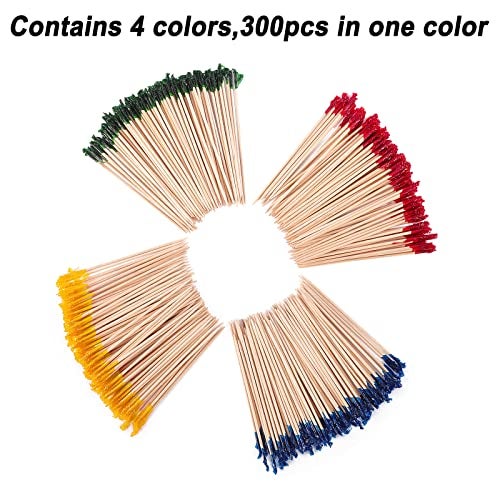 RENYIH 4 Inch Wood Frill Picks Toothpicks,1200 Pcs Cocktail Picks,Sandwiches Picks,Cocktail Party Toothpicks for Fruit,Appetizers,Club Sandwiches,Parties - Image 3