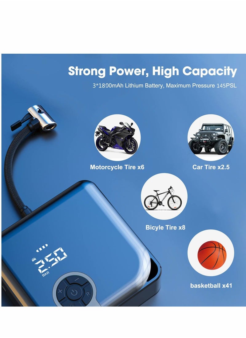 Excefore Tire Inflator Portable Air Compressor 145 PSI Cordless Faster Inflator, Accurate Pressure LCD Display, Easy Operation Pump for Car, Motorcycle, E-Bike, Ball  - Image 4
