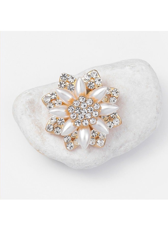 3Pcs Diamond Pearl Brooch Set Faux Pearl Rhinestone Decor Brooch Wedding Bouquet Kit Clothing Accessories for Women  - Image 4