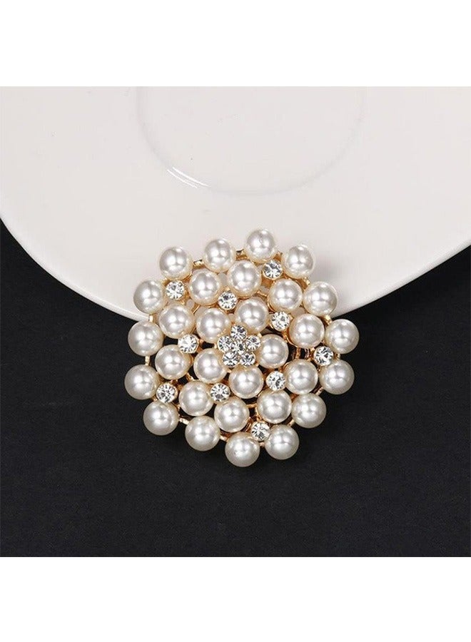 3Pcs Diamond Pearl Brooch Set Faux Pearl Rhinestone Decor Brooch Wedding Bouquet Kit Clothing Accessories for Women  - Image 2