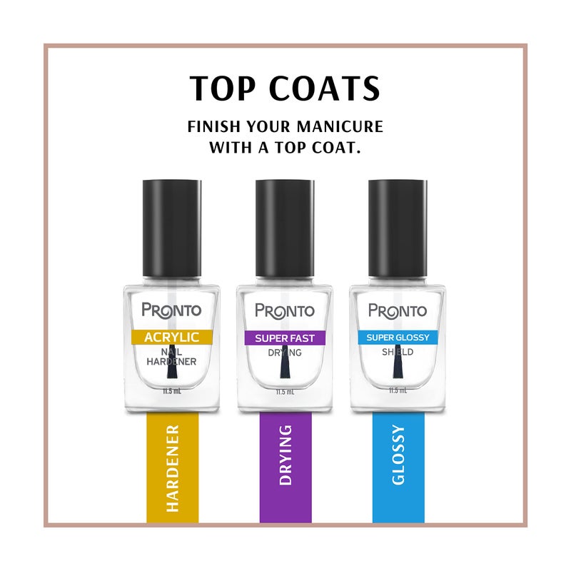 Pronto Acrylic Nail Hardener - Clear Top Coat Nail Polish for Nail Strengthening and Protection | Quick Dry Clear Polish Top Coat for Glossy & Shiny Finish | No Wipe, No UV Lamp, 11.5mL (Pack of 1) - Image 5