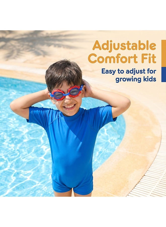 Spiderman Cartoon Kids Swimming Goggles with Waterproof Ear Plugs Set,Anti Fog Leakproof UV Protection Wide Vision Swim Glasses With Adjustable Strap Soft Silicone Seal,Comfort Swimming Goggles for Boys Girls Ages 3 to 8 - Image 4